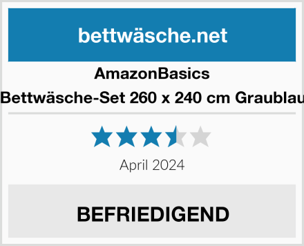 AmazonBasics Bettwäsche-Set 260 x 240 cm Graublau Test